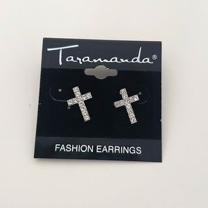 Taramanda rinstone cross earrings